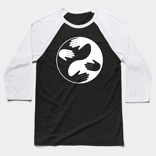 Yin-Yang Snuggling (white) Baseball T-Shirt by aceofspace